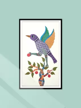 Bird and Fruit in Gond by Kailash Pradhan