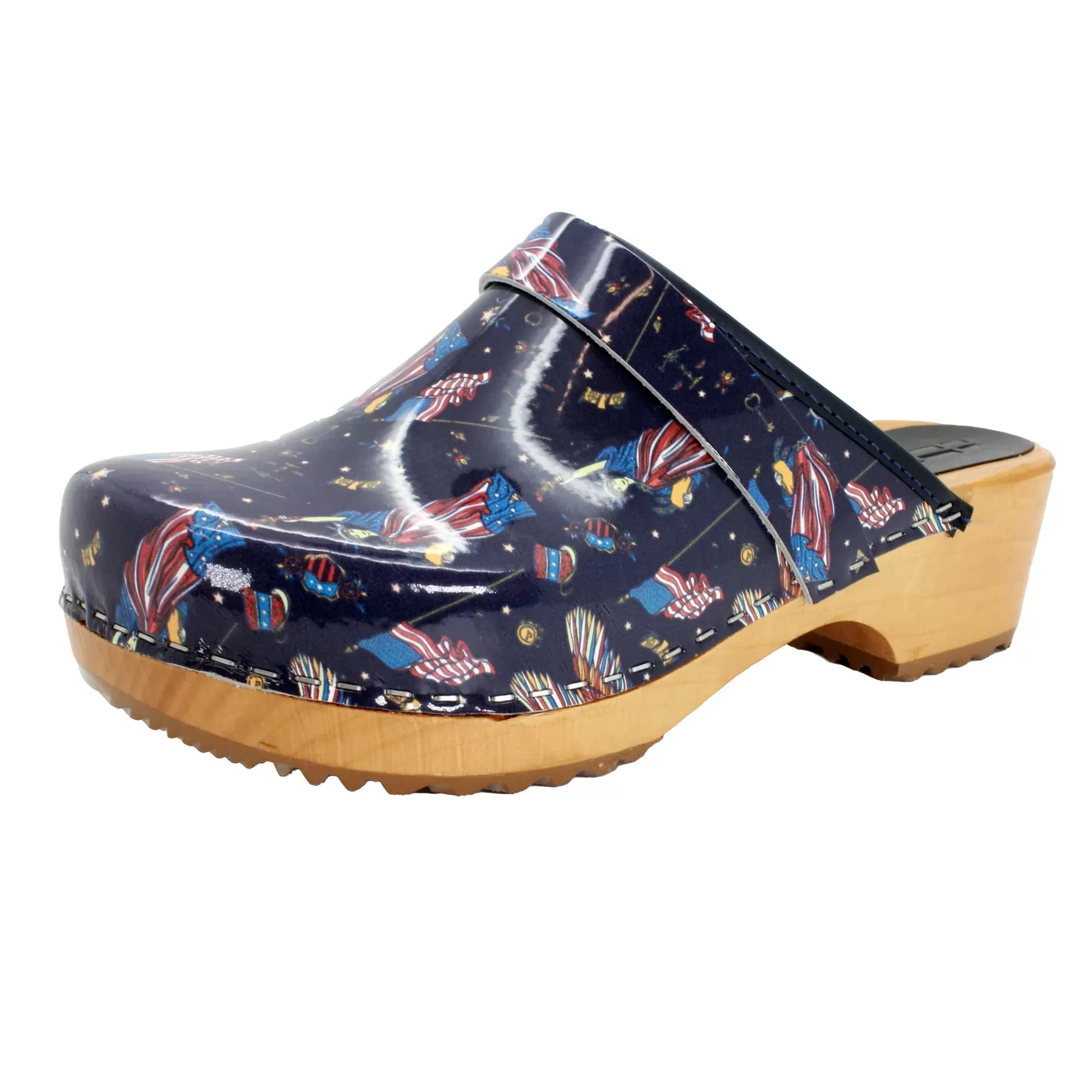 BJORK Maja Wood Liberty Leather Clogs