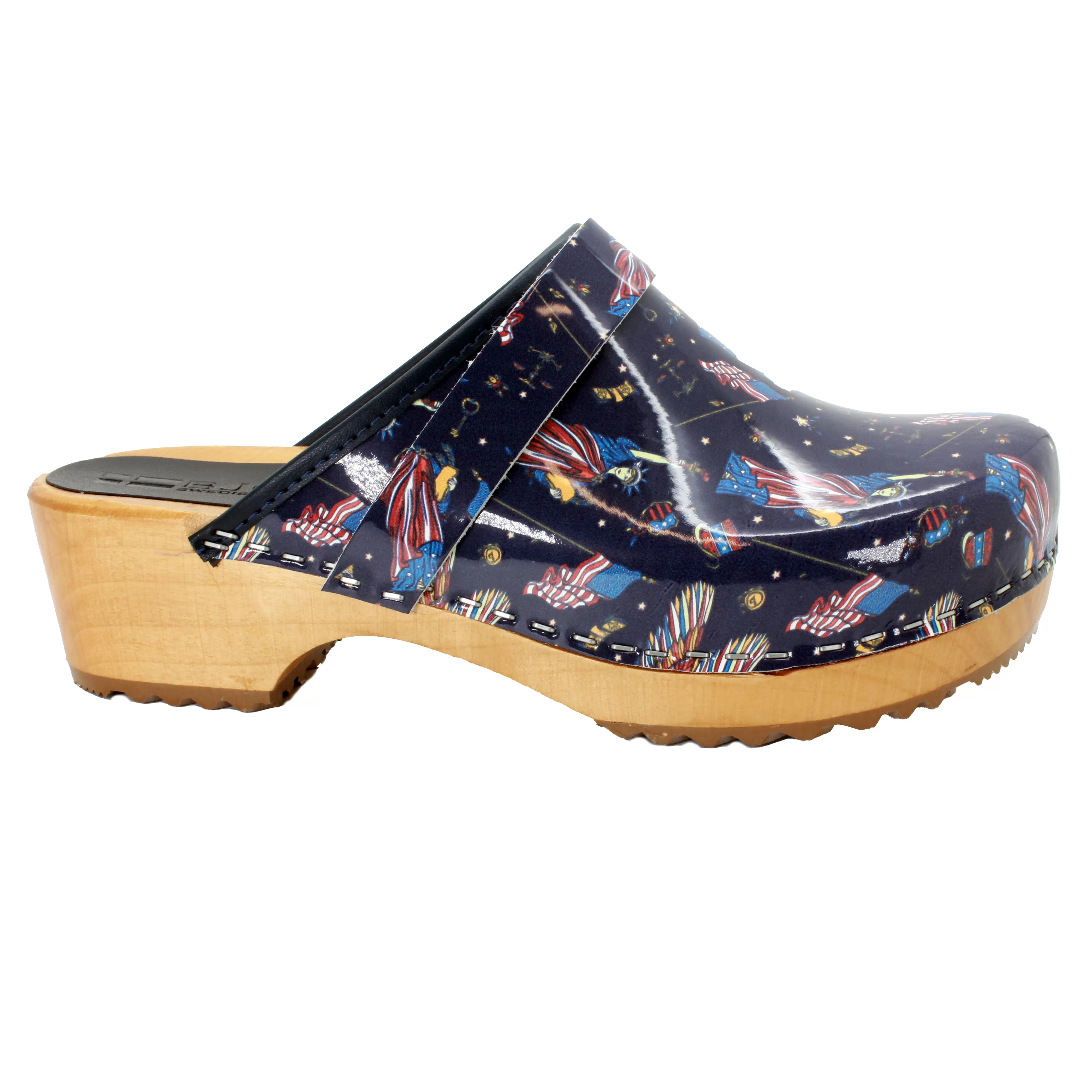 BJORK Maja Wood Liberty Leather Clogs