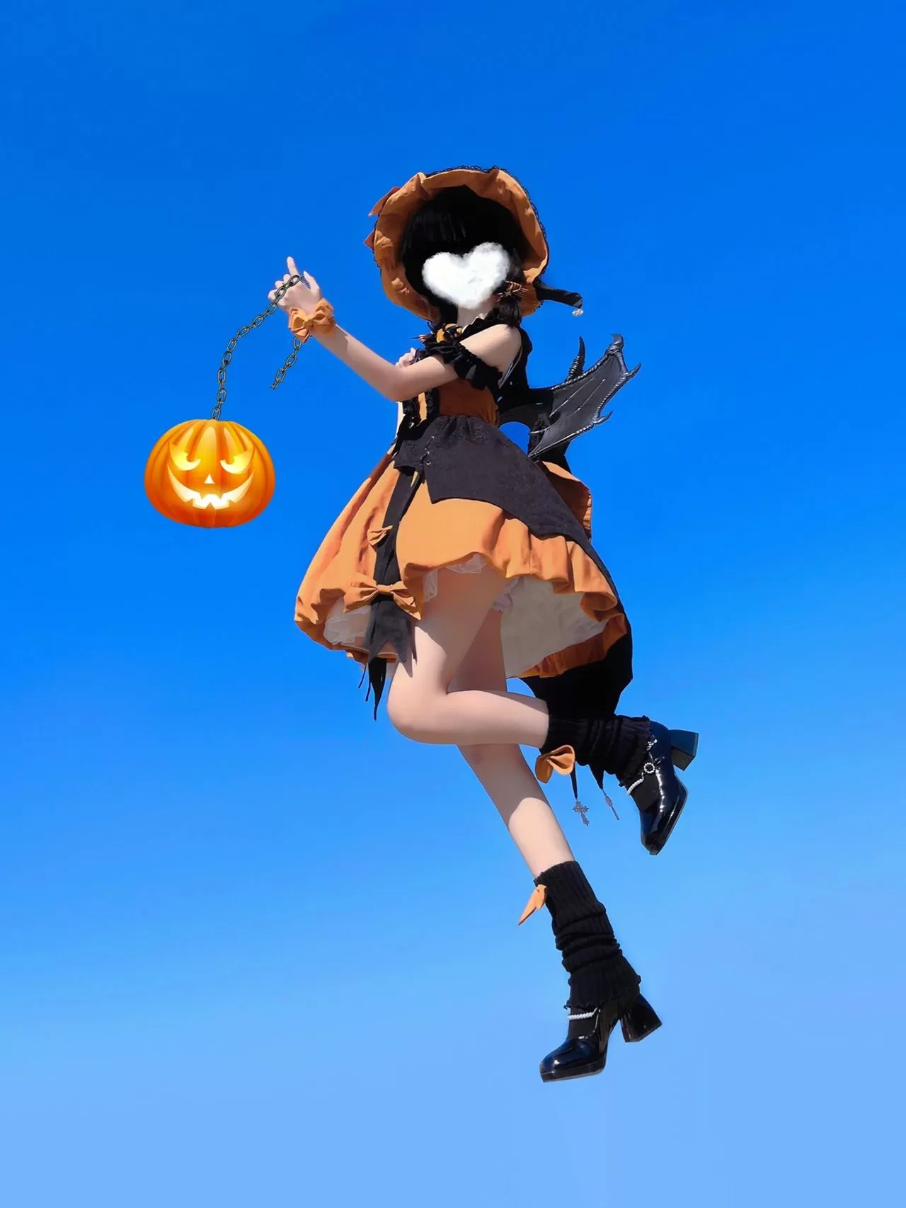 Black Orange Halloween Witch Sweet Pumpkin Lolita Dress ON823