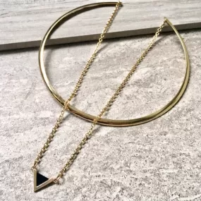 BLACK TRIANGLE MULTI LAYER SHORT CHOKER NECKLACE