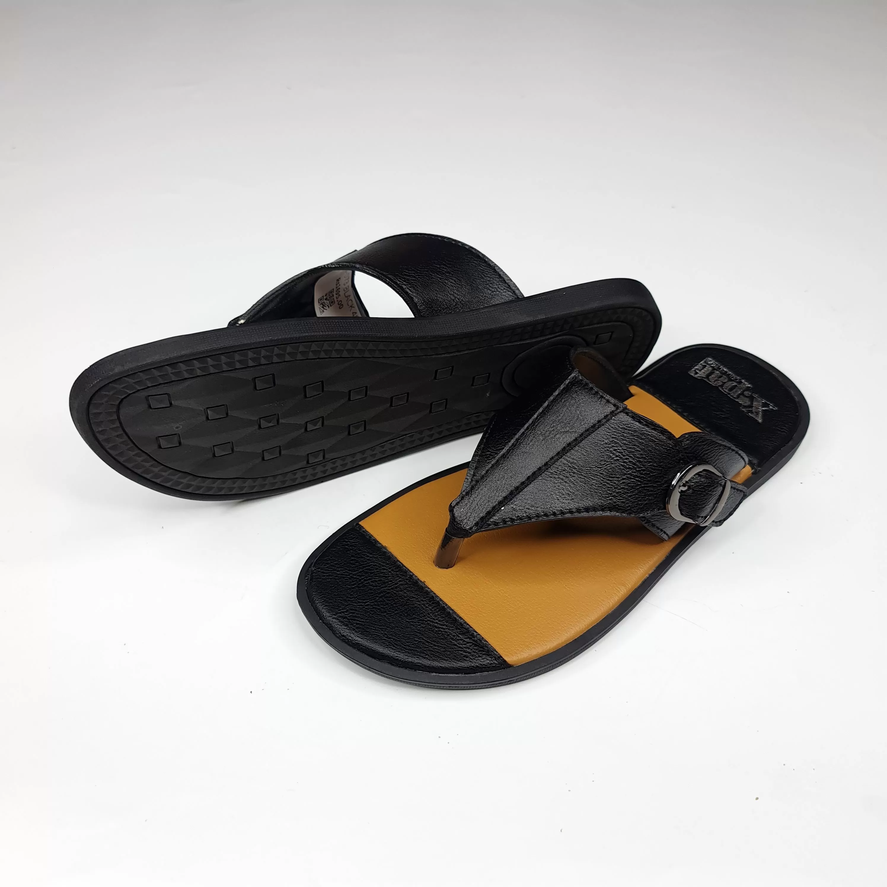 Black Twin Buckle Slippers