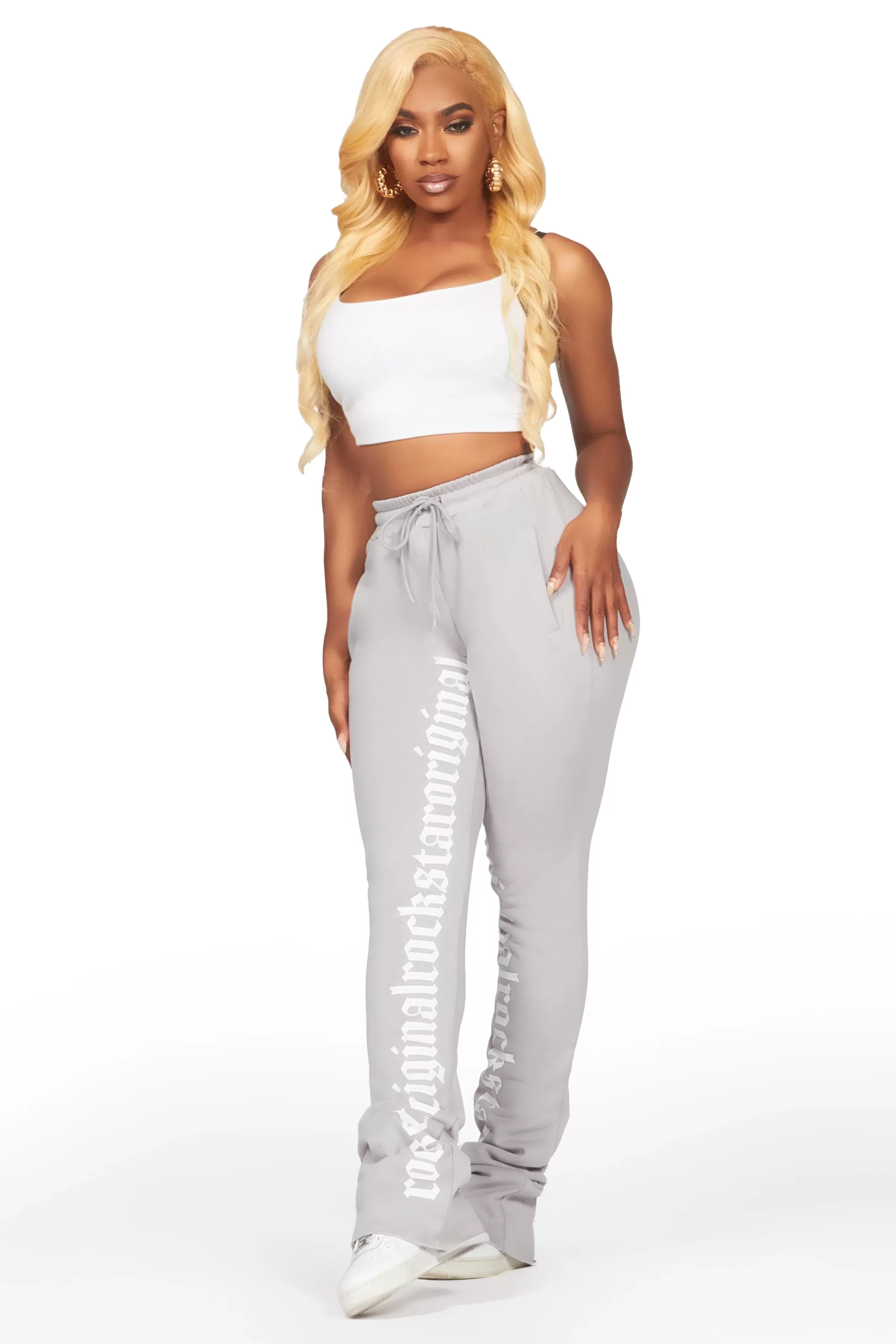 Blakely Heather Grey Super Stacked Pant