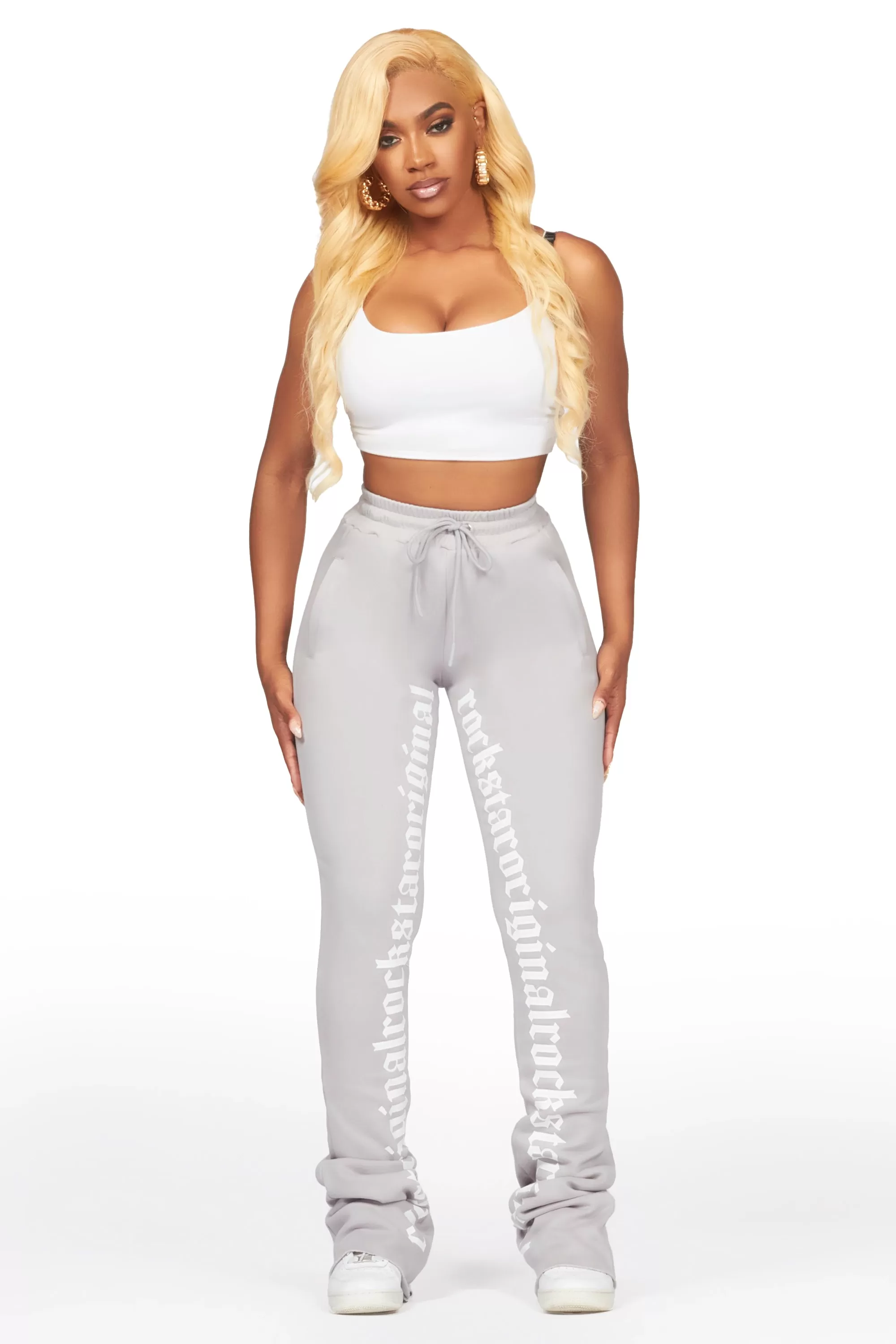 Blakely Heather Grey Super Stacked Pant