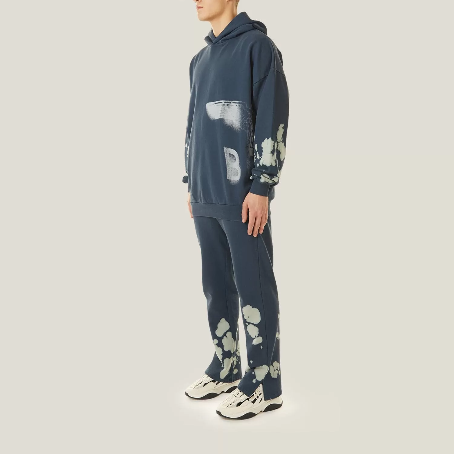 BLEACHED BOY HOODIE - NAVY