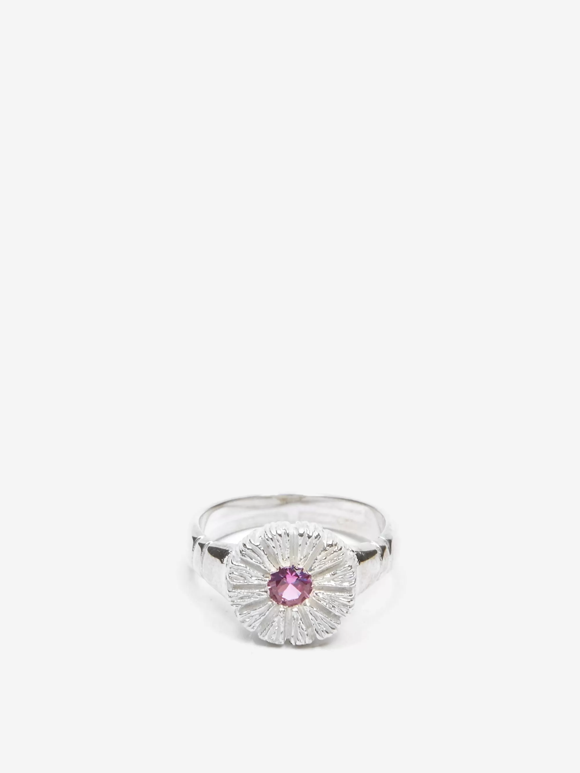 Bleue Burnham Flower Press Ring - Silver/Pink