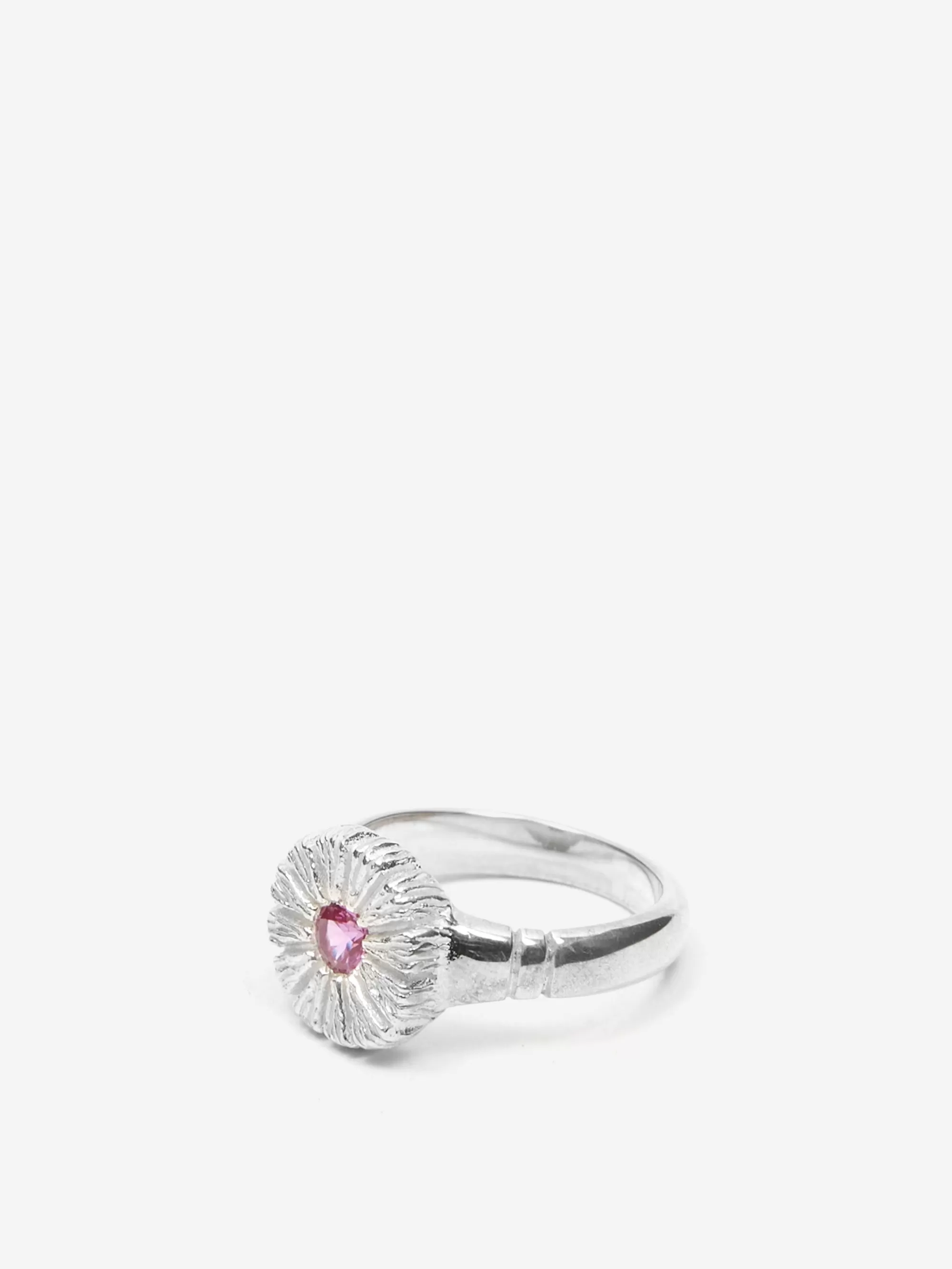 Bleue Burnham Flower Press Ring - Silver/Pink