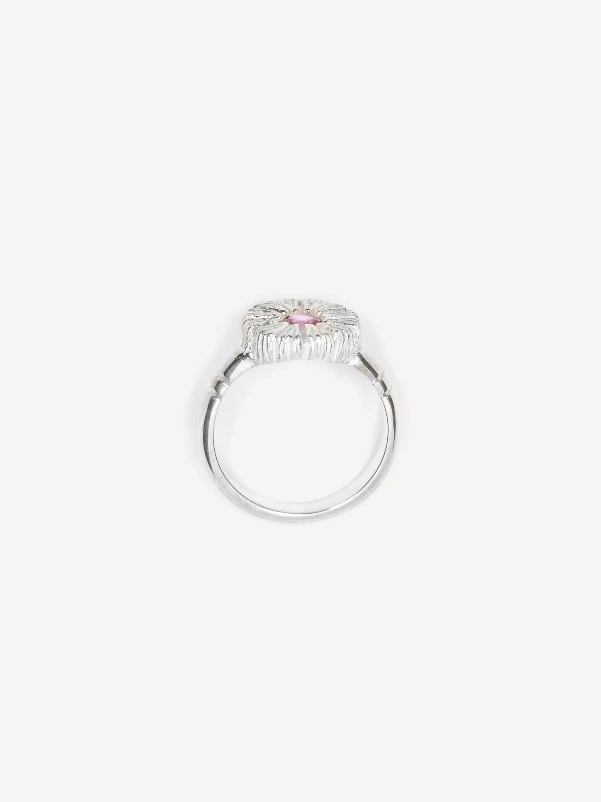 Bleue Burnham Flower Press Ring - Silver/Pink