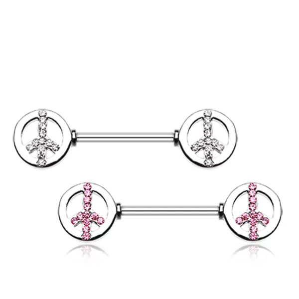 Bling Peace Nipple Barbell Ring