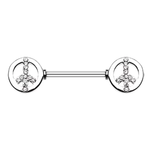 Bling Peace Nipple Barbell Ring