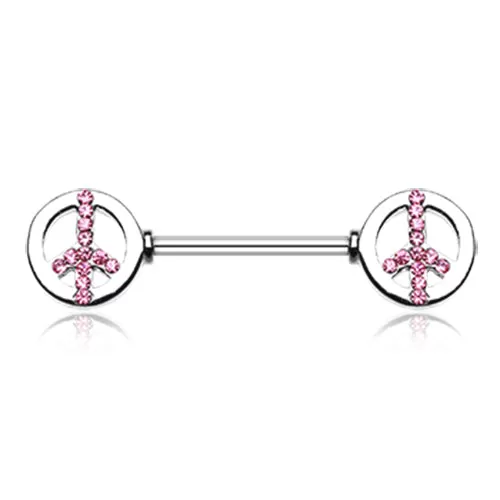 Bling Peace Nipple Barbell Ring