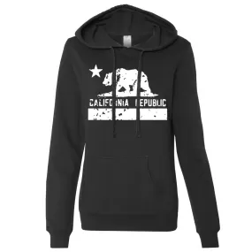 California Flag White Print Silhouette Ladies Fitted Hoodie