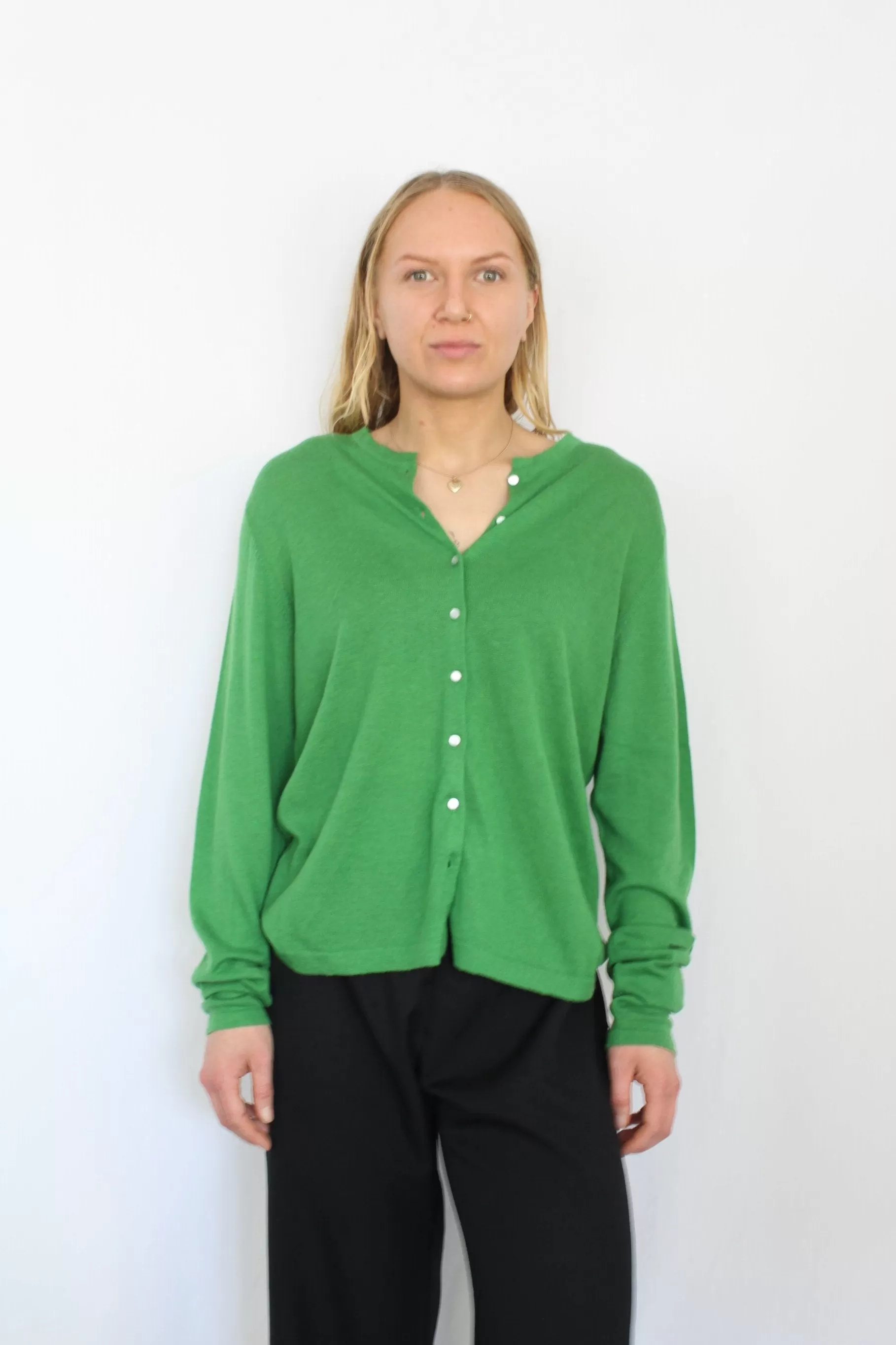 Caroline Sills - Green Cashmere Cardigan