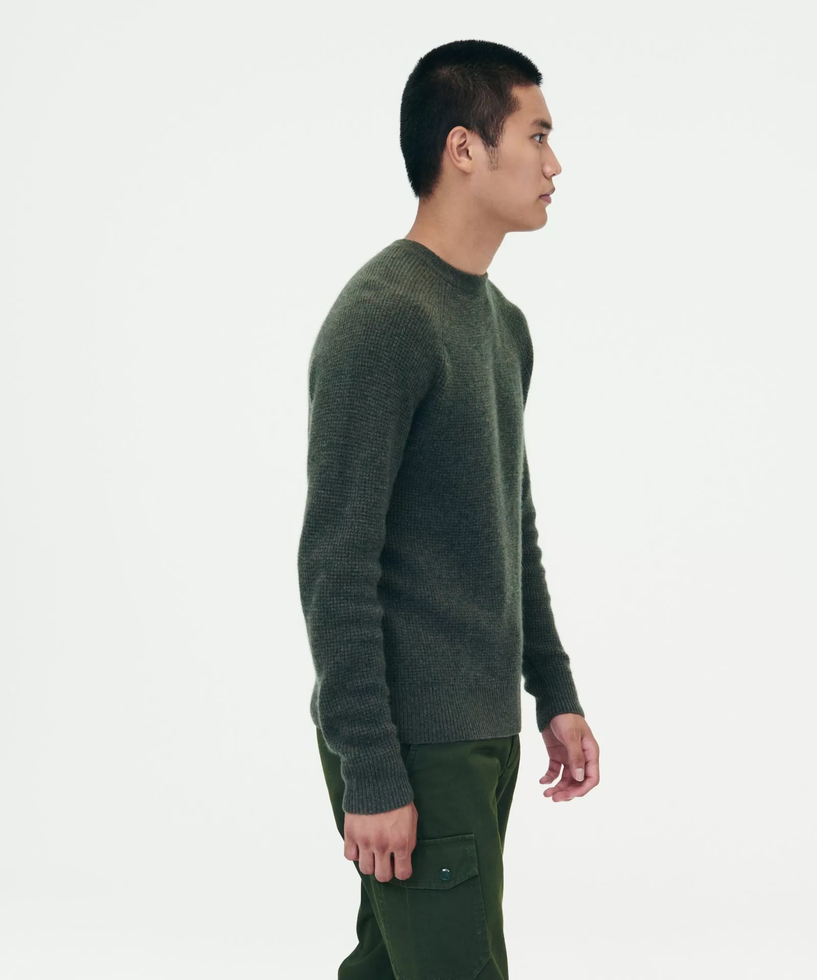 Cashmere Waffle Crewneck Sweater