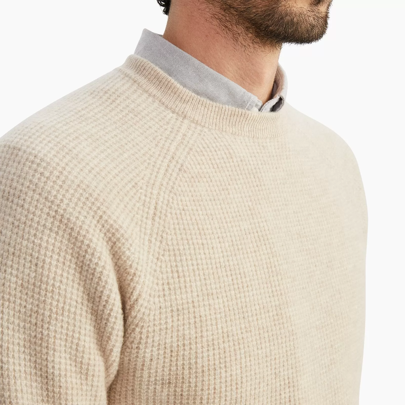 Cashmere Waffle Crewneck Sweater