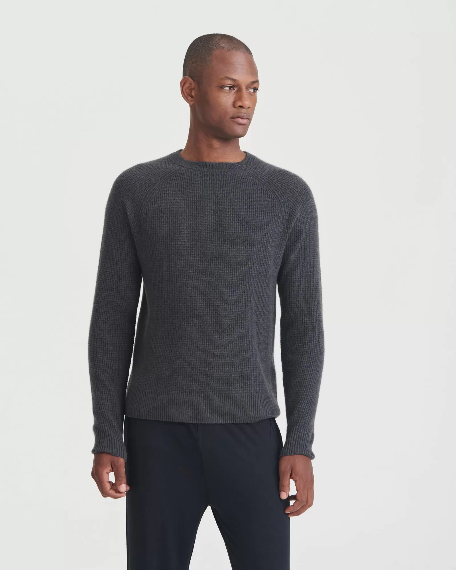 Cashmere Waffle Crewneck Sweater