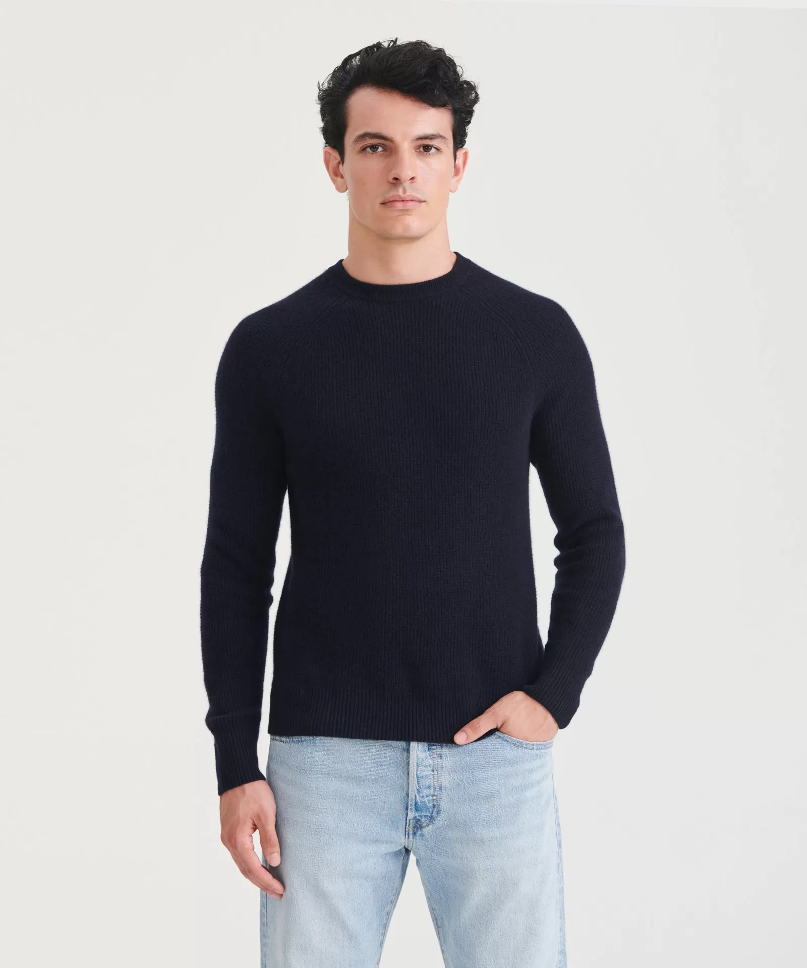 Cashmere Waffle Crewneck Sweater