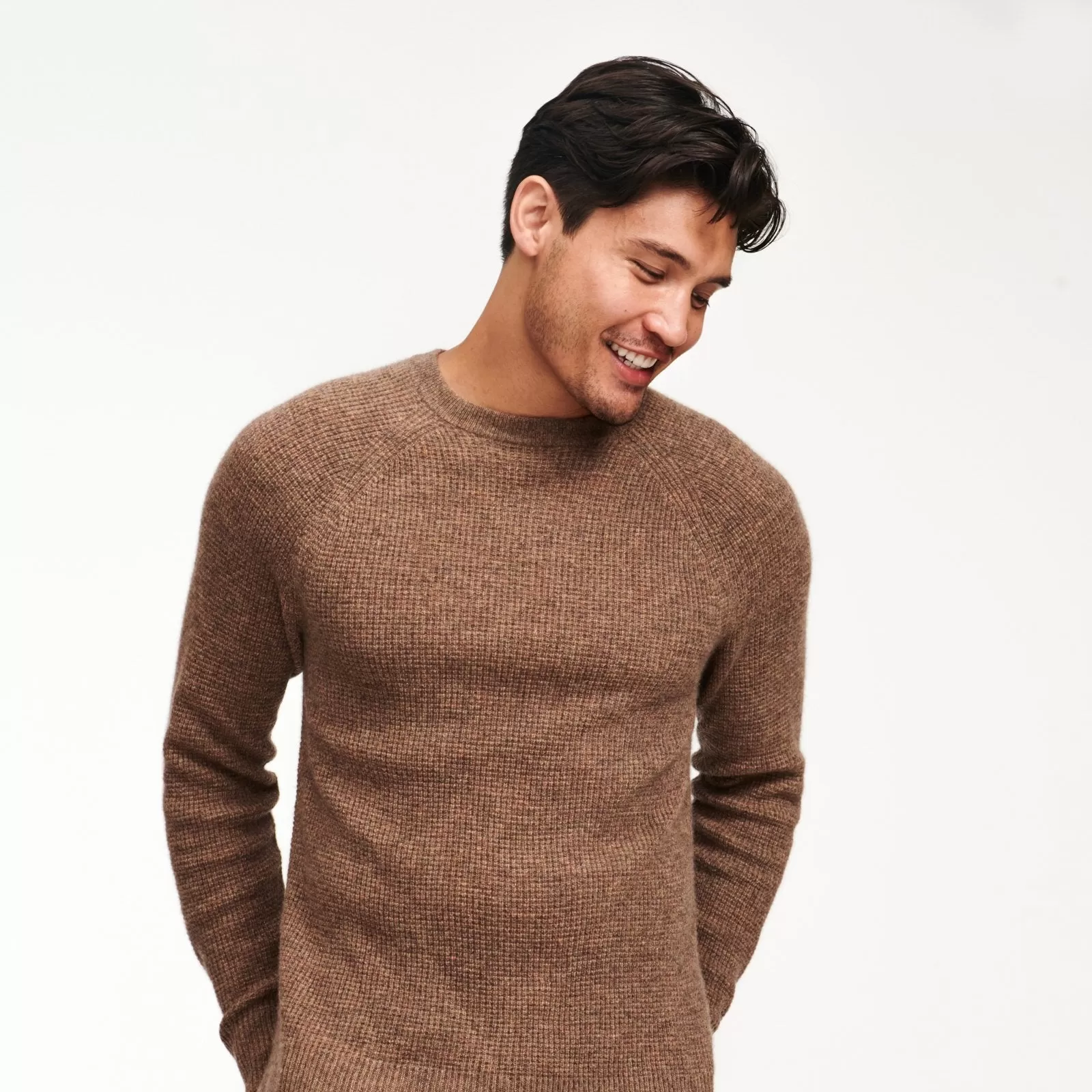 Cashmere Waffle Crewneck Sweater