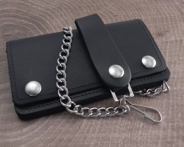 Chain Wallet Black Leather Biker