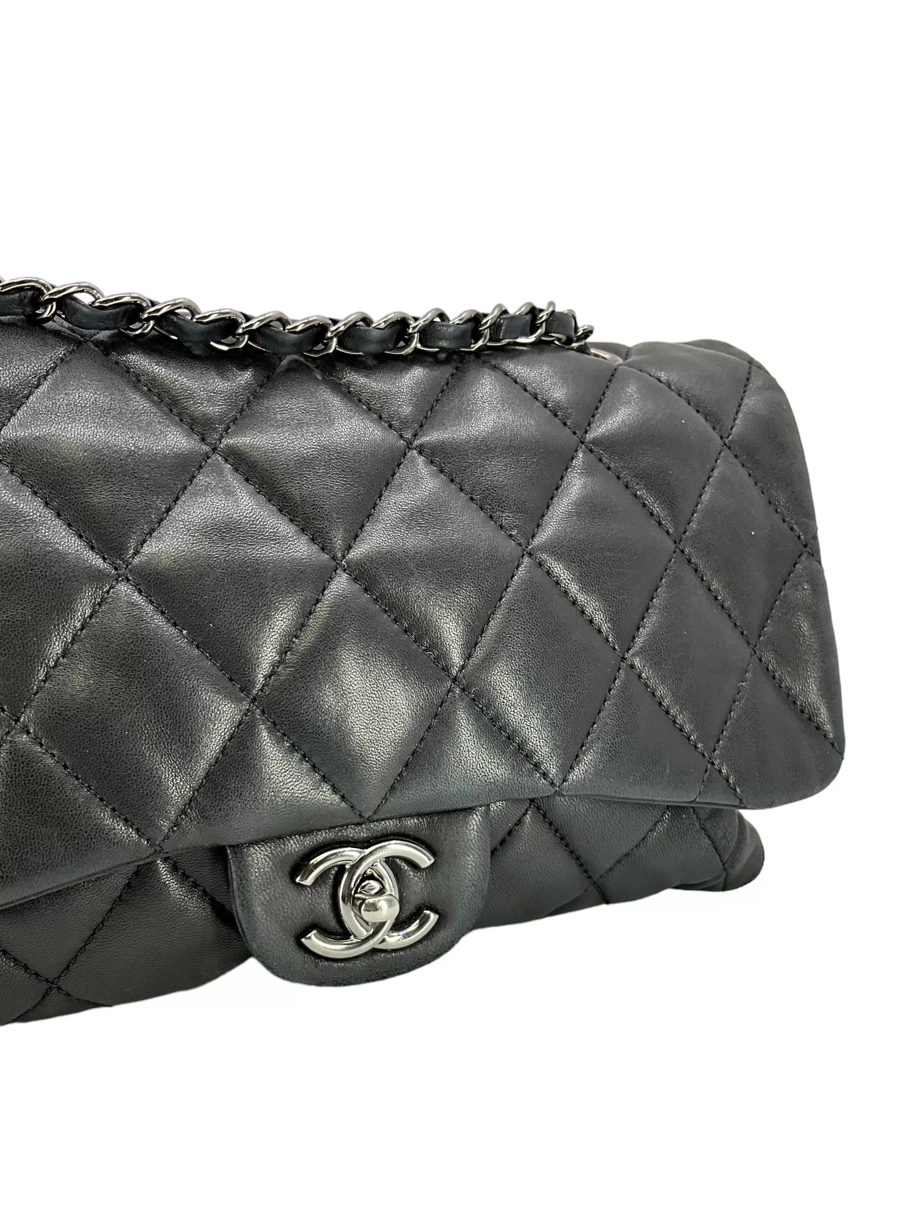 CHANEL Lambskin Quilted Jumbo Chanel 3 Flap Bag