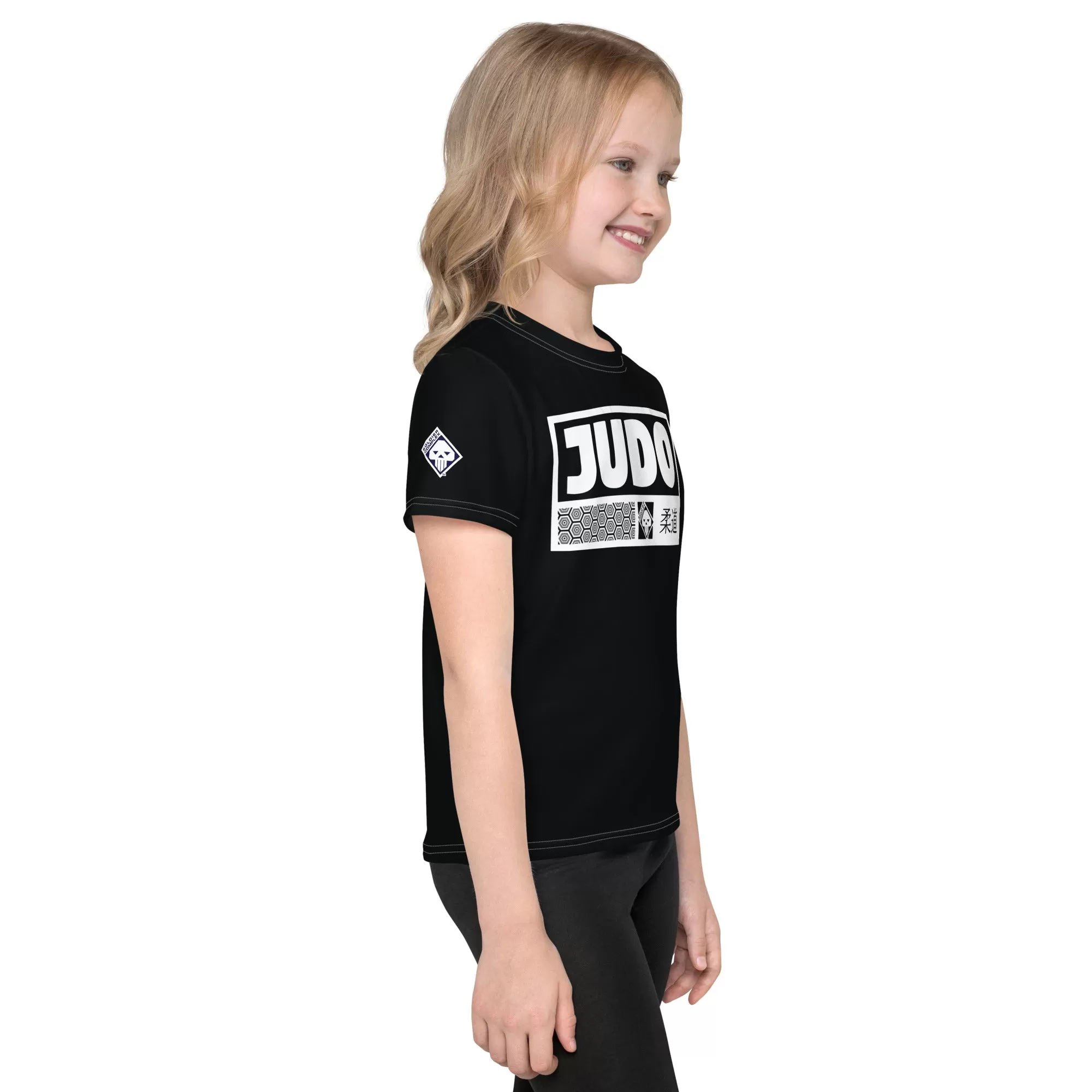 Chic Sun Defense: Girl's Short Sleeve Judo Rash Guard - Noir