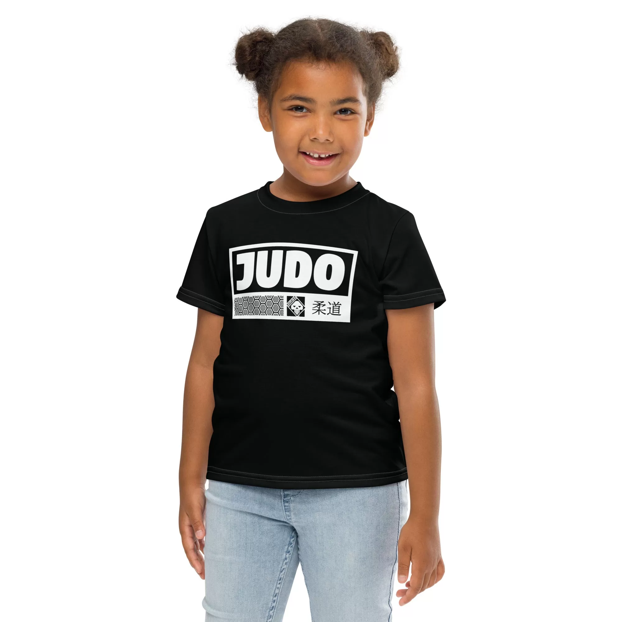 Chic Sun Defense: Girl's Short Sleeve Judo Rash Guard - Noir