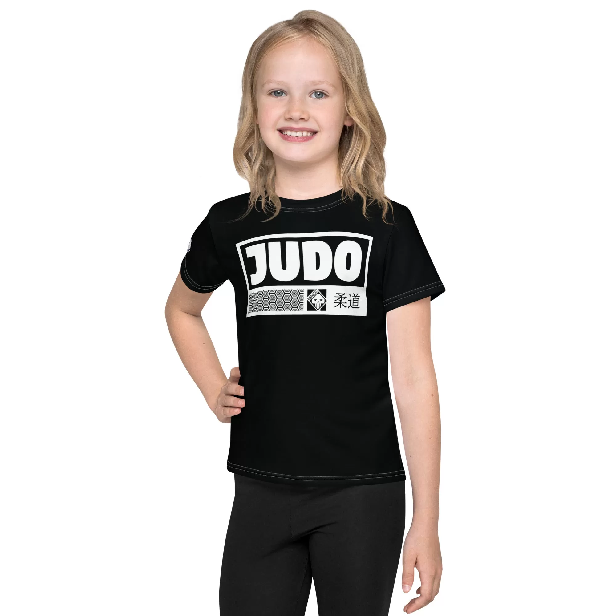 Chic Sun Defense: Girl's Short Sleeve Judo Rash Guard - Noir