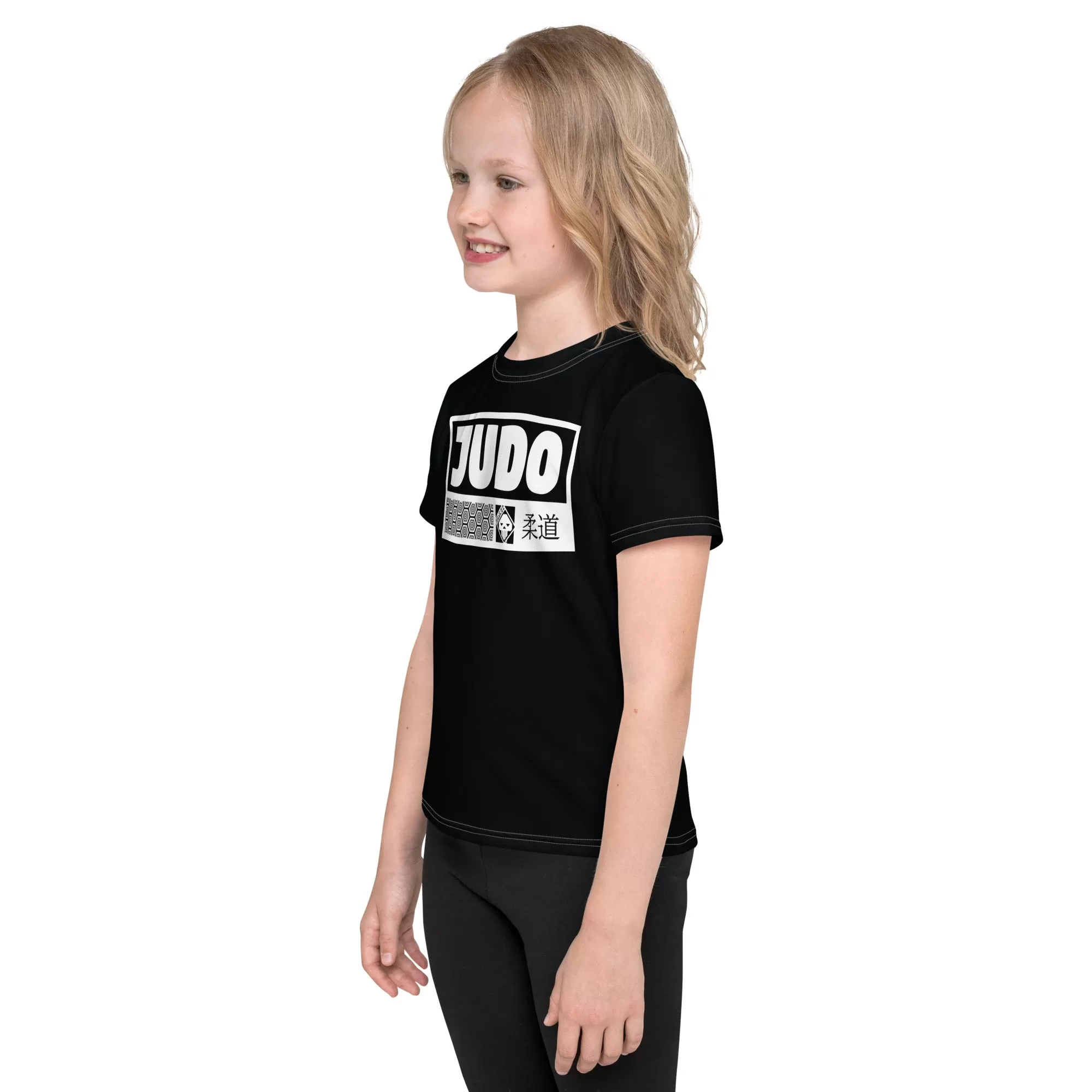 Chic Sun Defense: Girl's Short Sleeve Judo Rash Guard - Noir