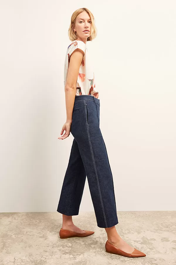 Christy Pant - Stretch Denim Suiting :: Dark Wash