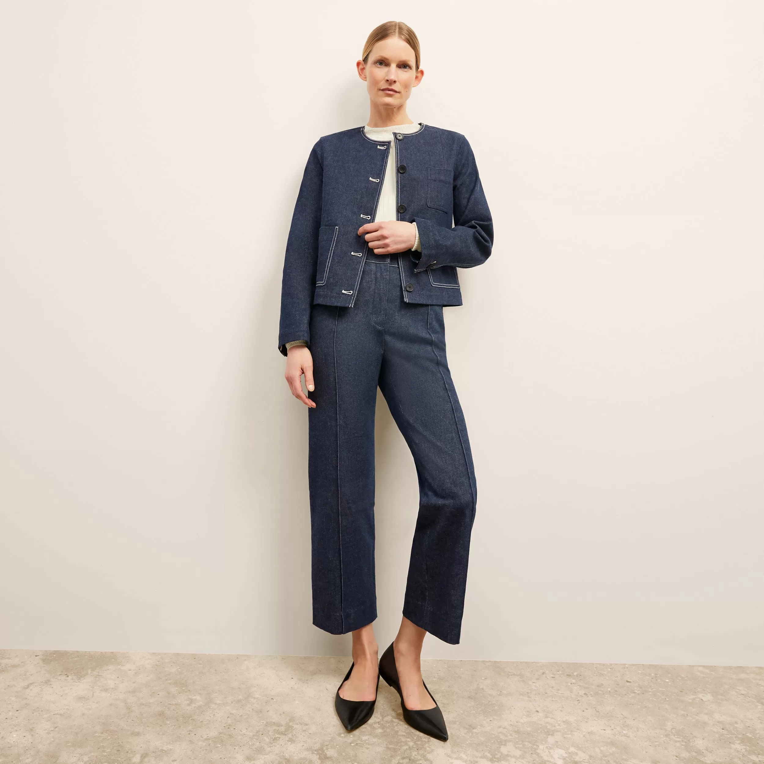 Christy Pant - Stretch Denim Suiting :: Dark Wash