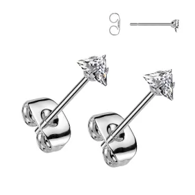 Classic Gem Triangle Ear Studs (PAIR)