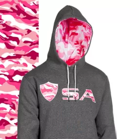 Classic Lined Hoodie| Pink Military Camo