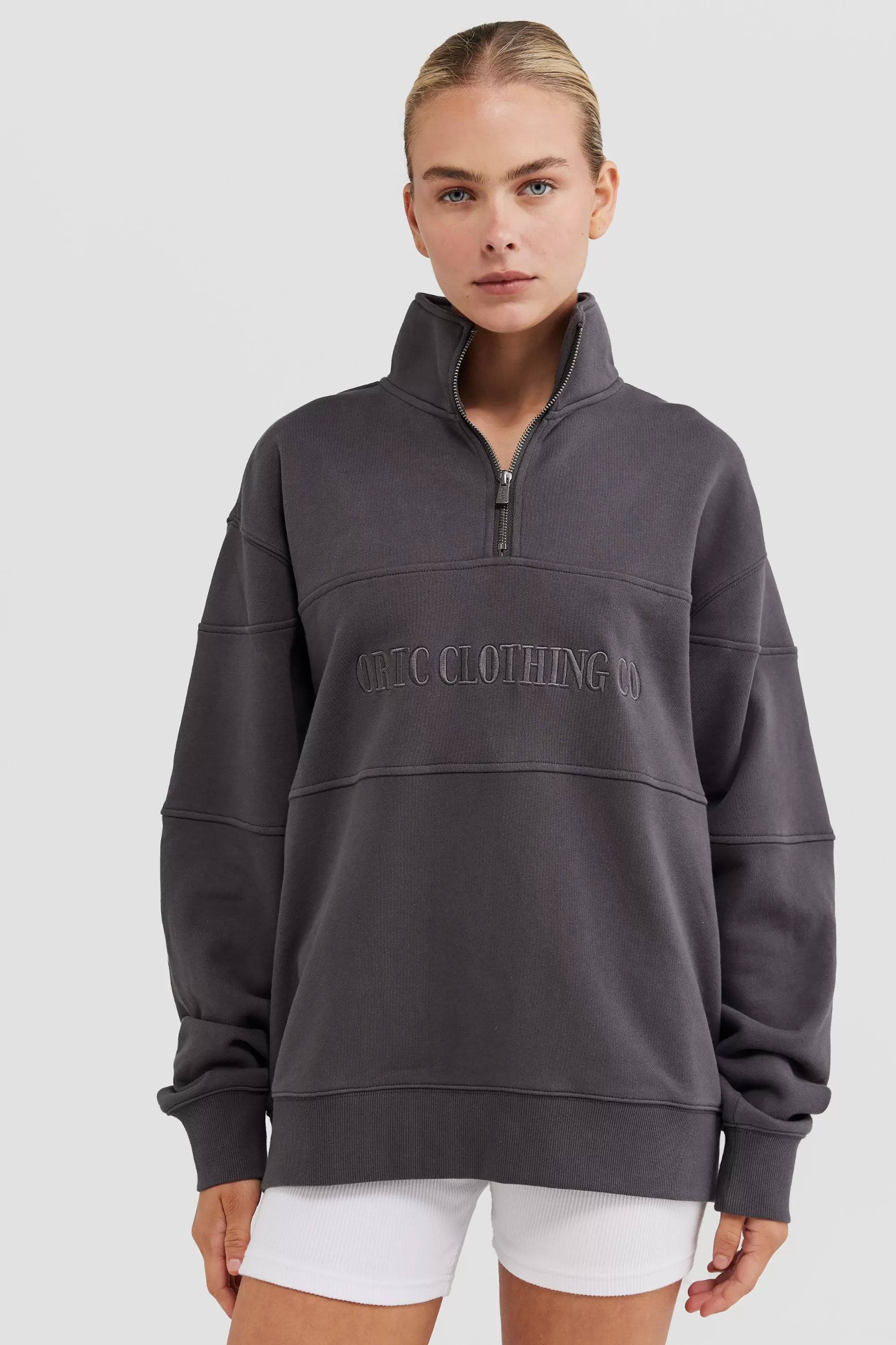 Classic Logo Quarter Zip Charcoal