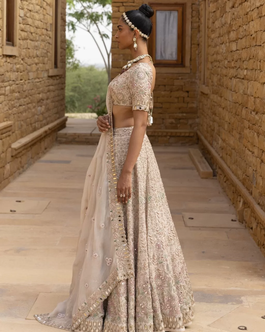 Coconut & Gold Lehenga Set