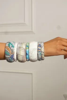 Combination fabric Pattern Bangles 7 stack