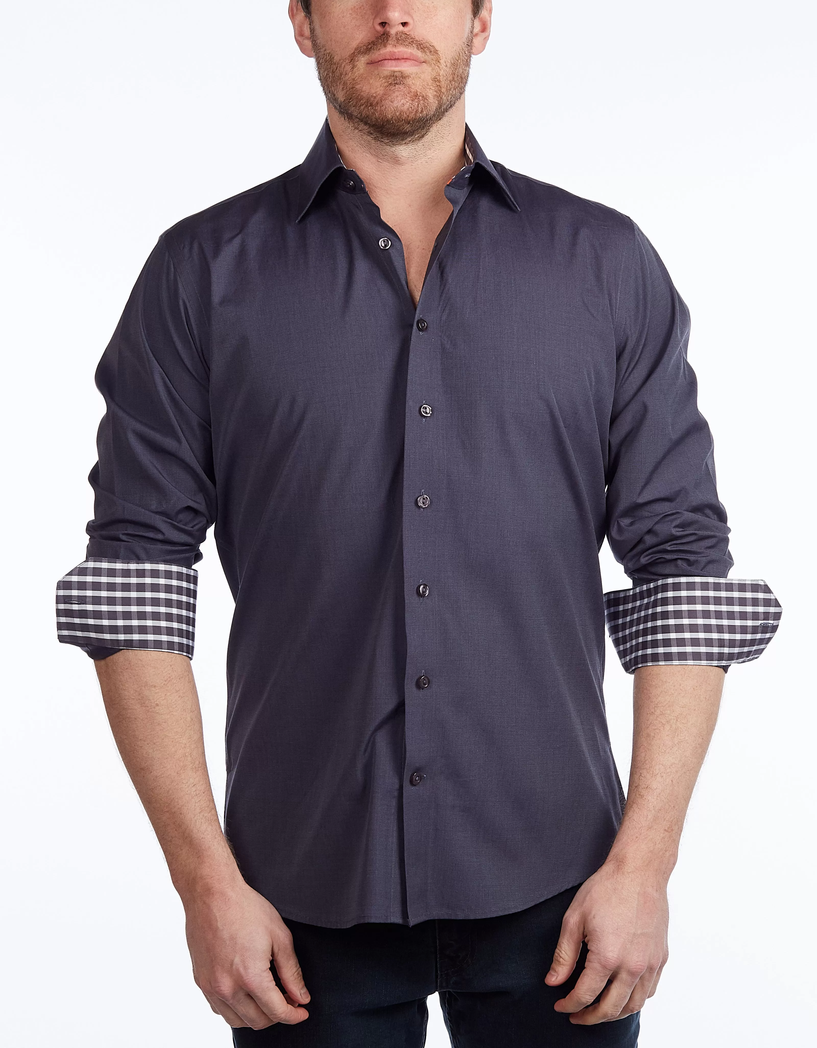 Contrast Collar Button-Up Shirt // Contemporary Fit - contrast  trimming - final sale