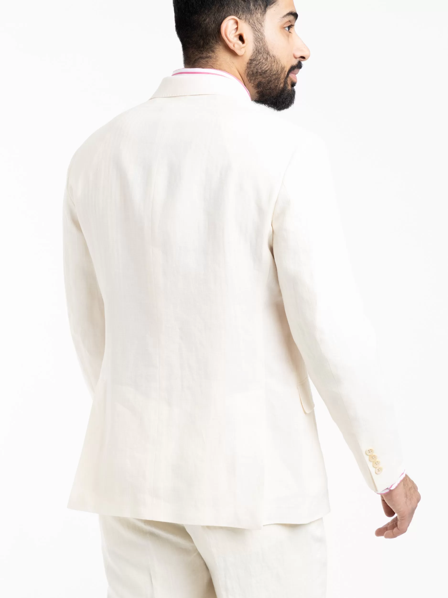 Cream Polo Tailored Linen Sport Jacket