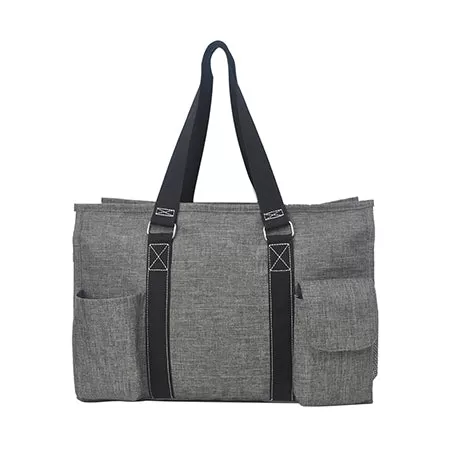 Crosshatch Gray NGIL Zippered Lined Caddy Organizer Tote Bag