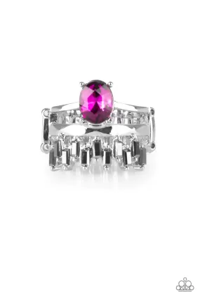 Crowned Victor Pink Rhinestone Ring - Paparazzi Accessories