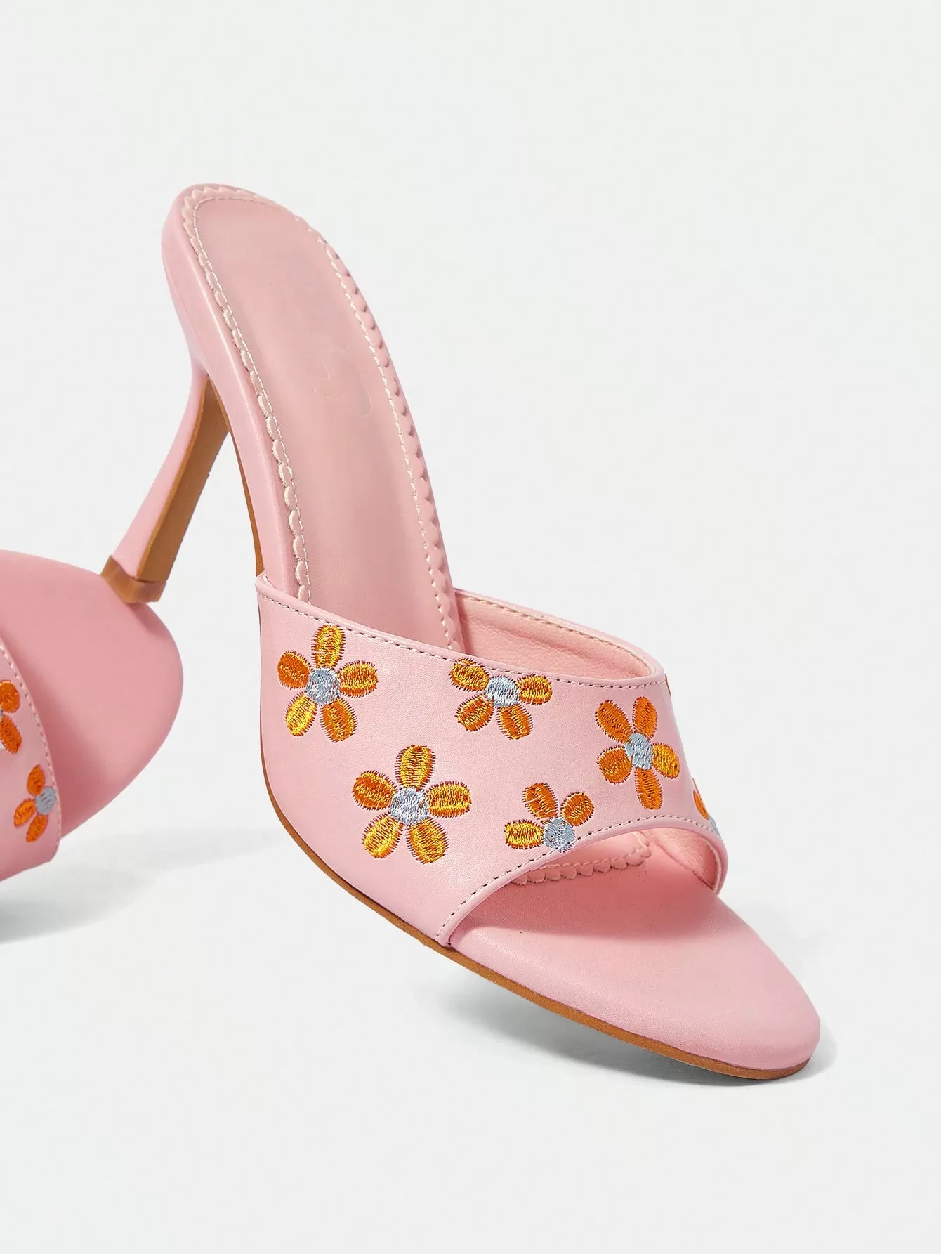 CUCCOO DOLLMOD Women Fashionable And Elegant High Heels With Small Flower Embroidery