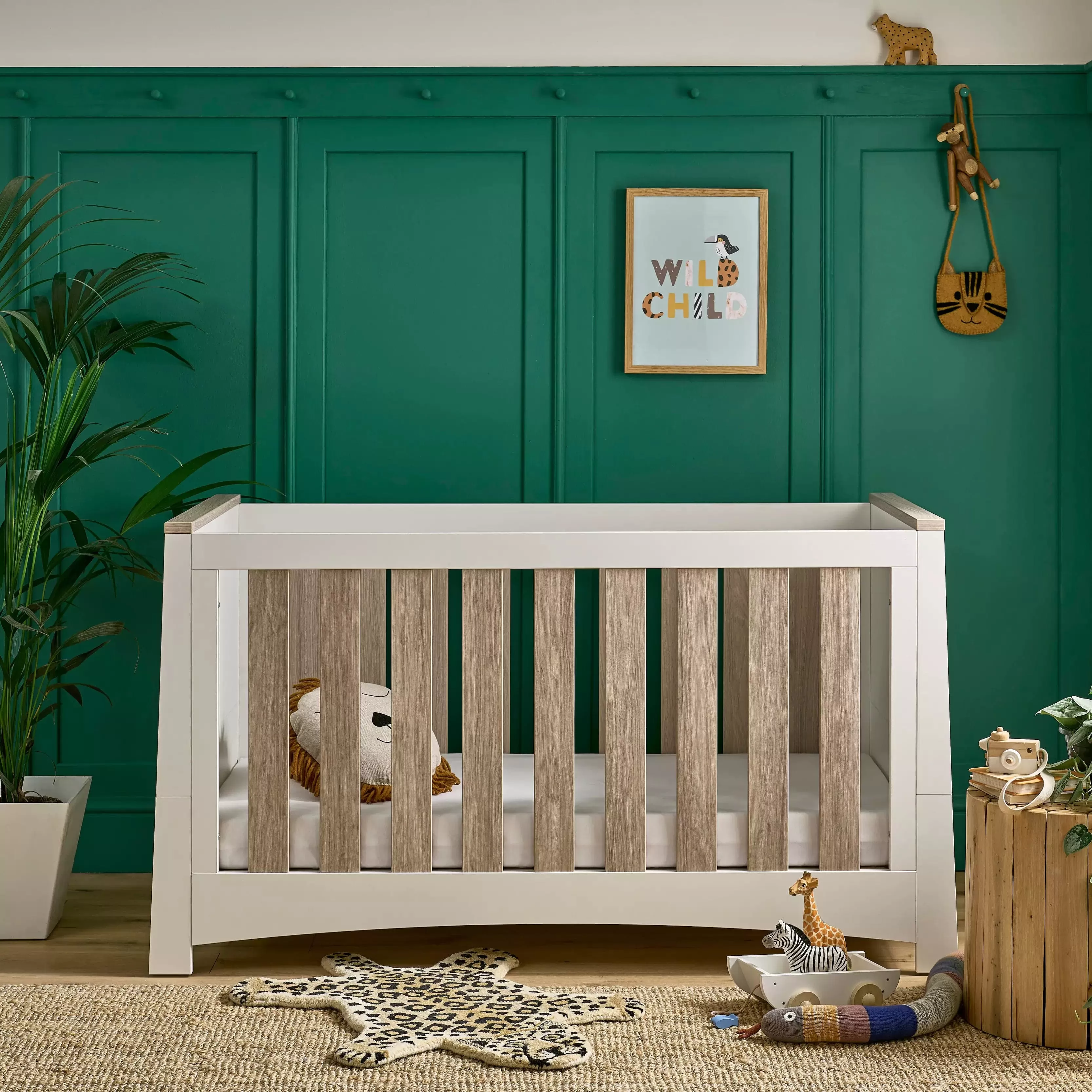 CuddleCo Ada 2pc Set 3 Drawer Dresser, Cot Bed - White/Ash