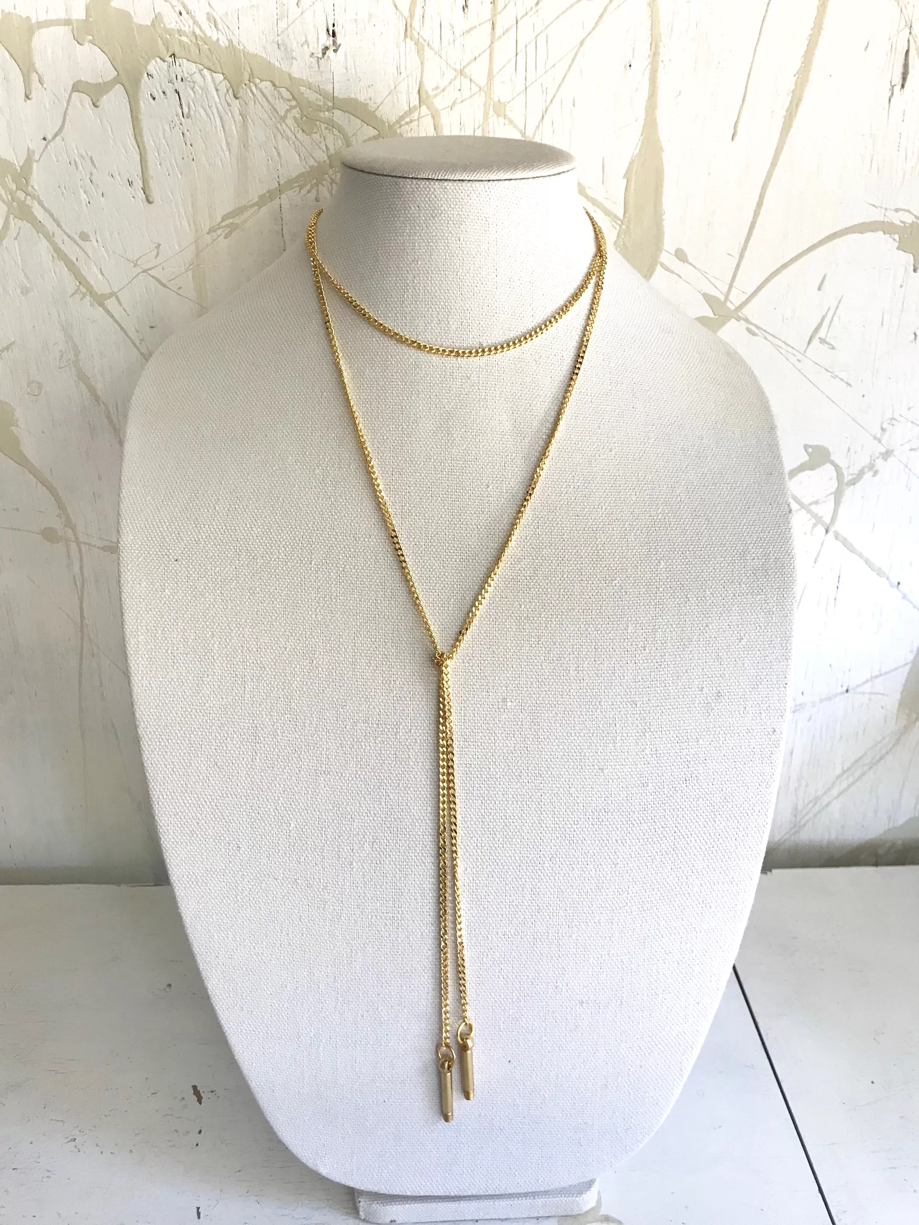 DERBY LARIAT NECKLACE  - GOLD