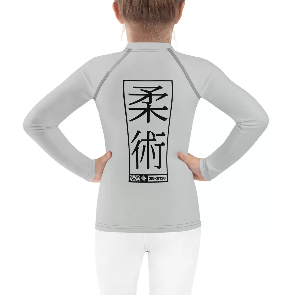 Dynamic Style: Kid's Girls Long Sleeve BJJ Rash Guard Jiu-Jitsu 018 - Smoke