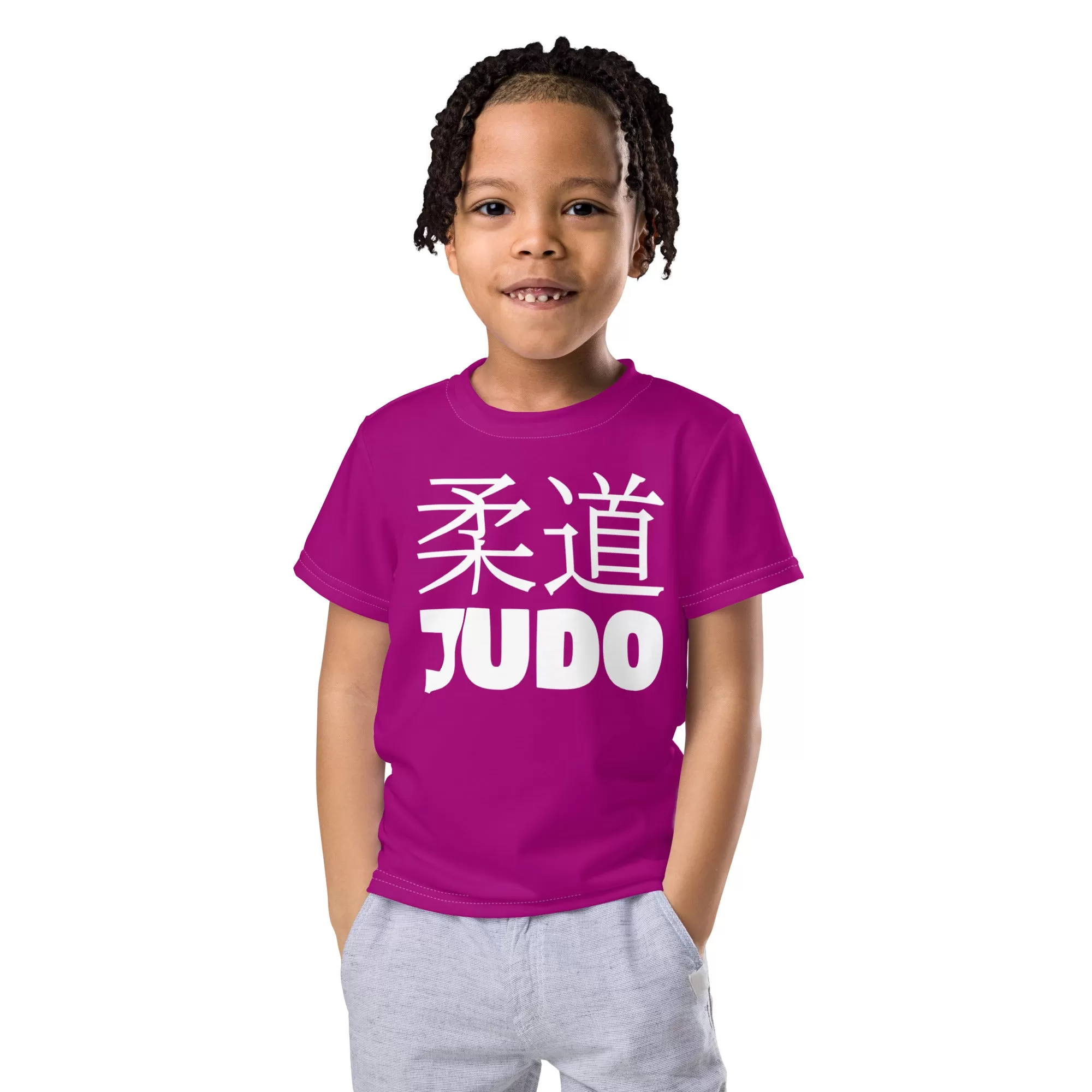 Fashionable Performance: Boy's Short Sleeve Classic Judo Rash Guard - Vivid Purple