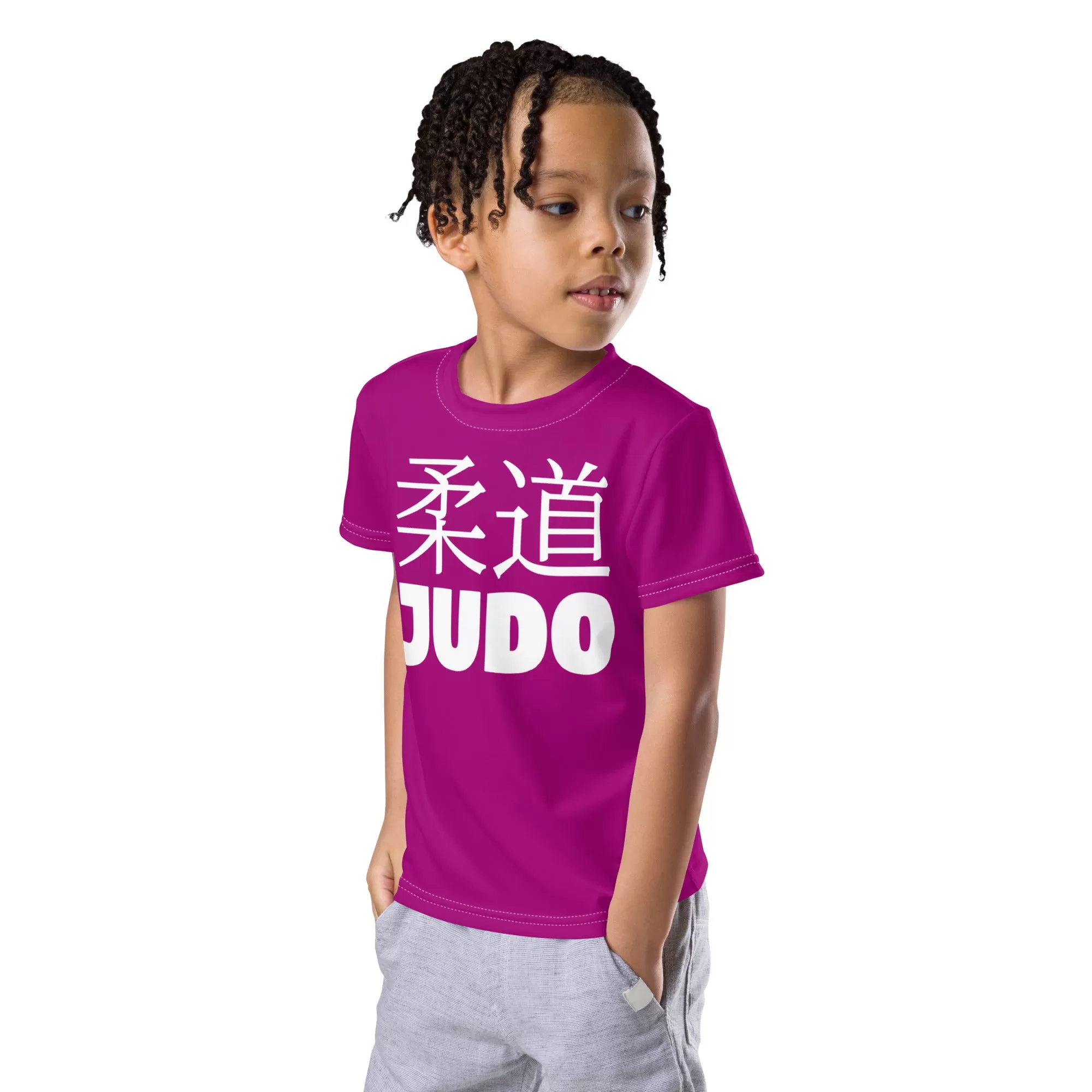 Fashionable Performance: Boy's Short Sleeve Classic Judo Rash Guard - Vivid Purple