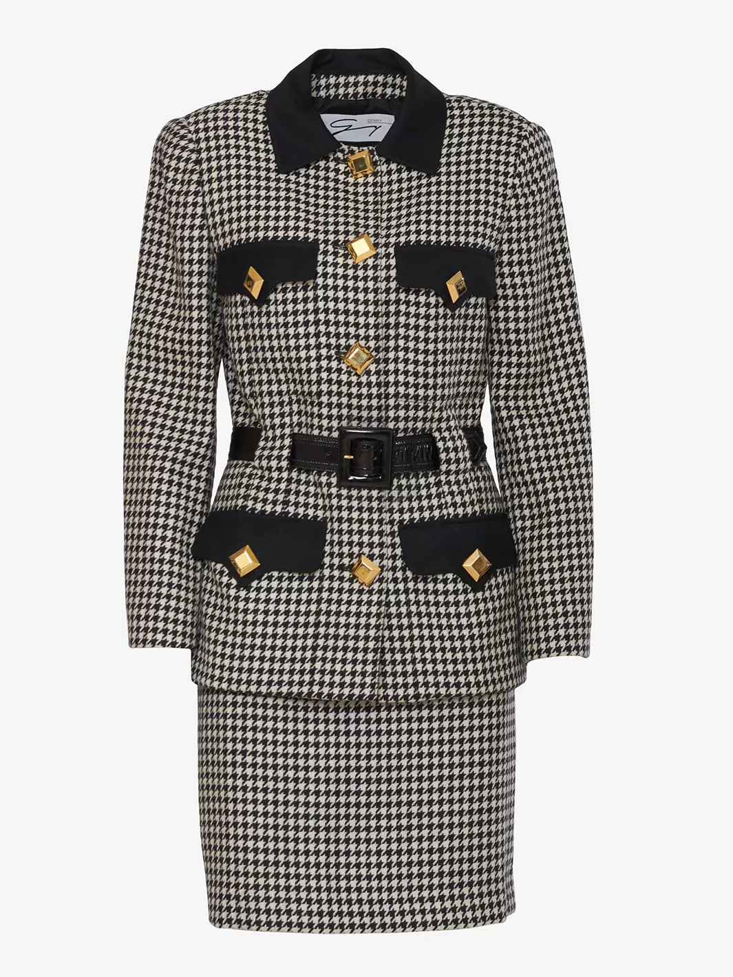 Genny Houndstooth Wool Suit