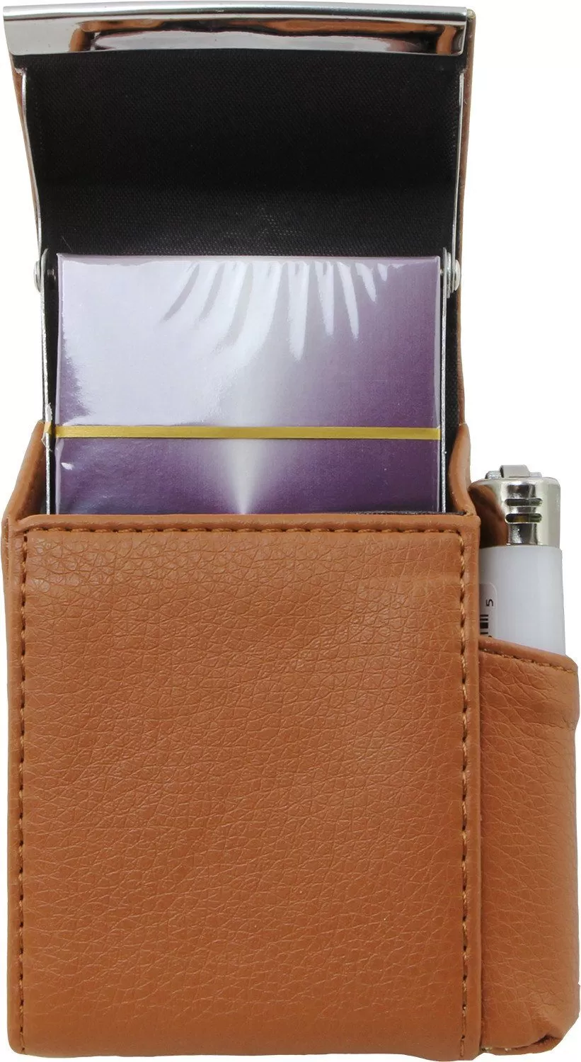 Genuine Leather Tan Fliptop Cigarette Case