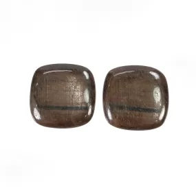 Golden Brown Chocolate SAPPHIRE Gemstone Cabochon : 43.95cts Natural Untreated Sapphire Cushion Shape 20mm Pair