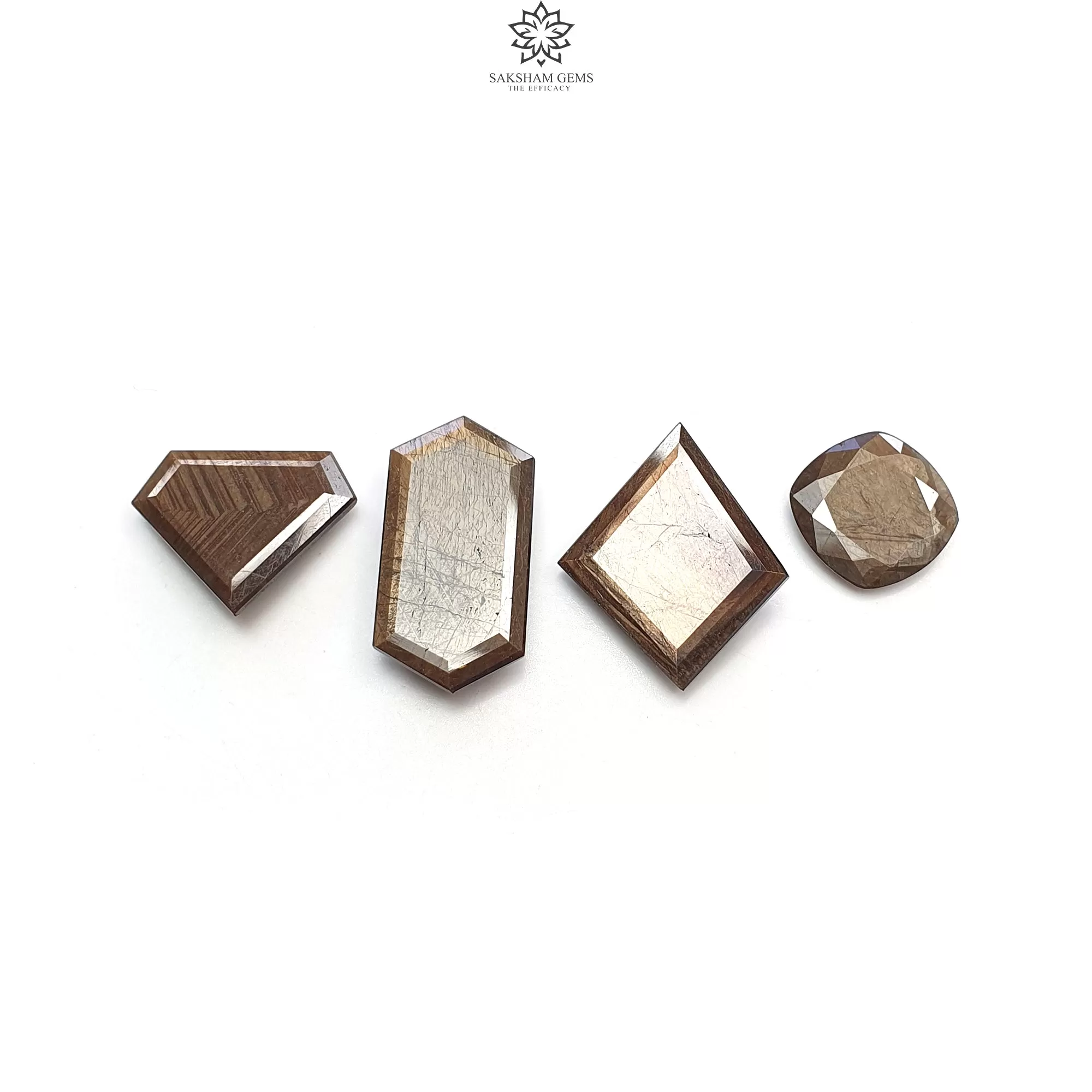 Golden Brown CHOCOLATE SAPPHIRE Gemstone Normal Cut: 49.00cts Natural Untreated Sapphire Hexagon Cushion Uneven Shape 13mm - 24.5*12.5mm 4pc