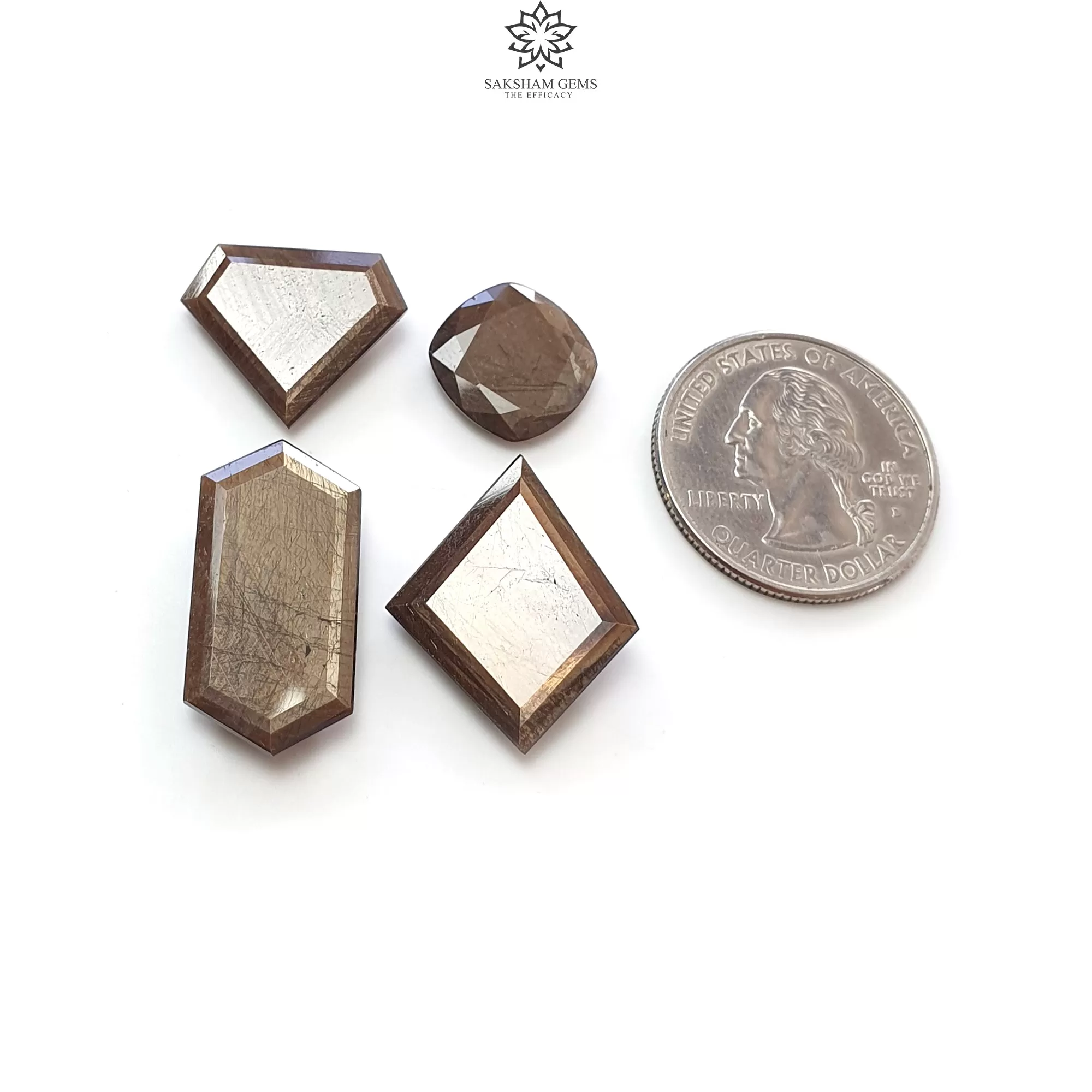 Golden Brown CHOCOLATE SAPPHIRE Gemstone Normal Cut: 49.00cts Natural Untreated Sapphire Hexagon Cushion Uneven Shape 13mm - 24.5*12.5mm 4pc